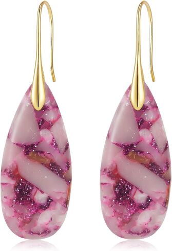 YOQUCOL Boho Stone Waterdrop Fishhook Dangle Drop Earrings Golden Statement Earrings for Women Trendy in Kuwait