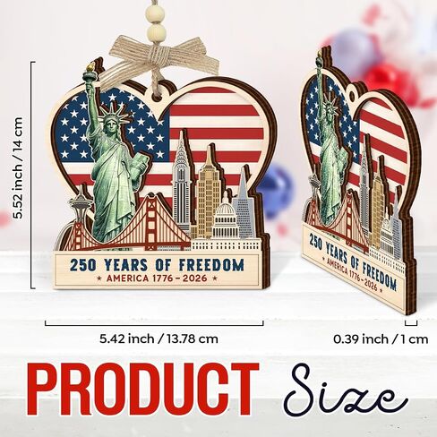 250 Anniversary USA Ornament – 250th Anniversary USA Statue of Liberty Ornament, Independence Day 4th of July Themed Gifts for Men Women, Wooden Hanging Patriotic Decorations in Saudi Arabia
