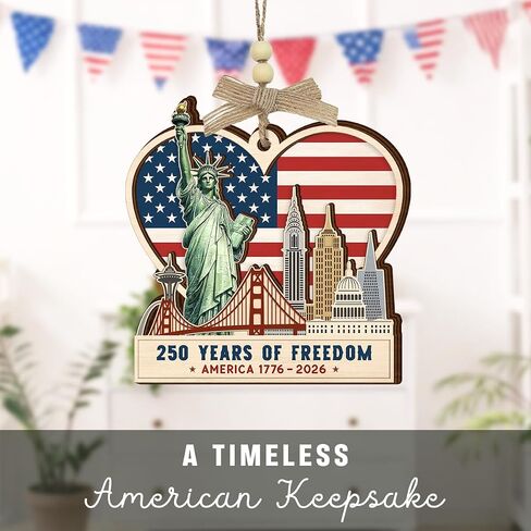 250 Anniversary USA Ornament – 250th Anniversary USA Statue of Liberty Ornament, Independence Day 4th of July Themed Gifts for Men Women, Wooden Hanging Patriotic Decorations in Saudi Arabia