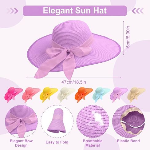8 Sets Wide Brim Hats Heart Sunglasses and Straw Crossbags Bulk for Women, Summer Travel Beach Tea Party Bridemaid Supplies in Saudi Arabia