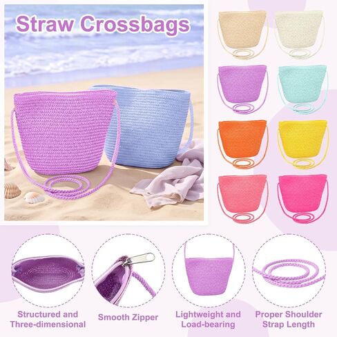 8 Sets Wide Brim Hats Heart Sunglasses and Straw Crossbags Bulk for Women, Summer Travel Beach Tea Party Bridemaid Supplies in Saudi Arabia