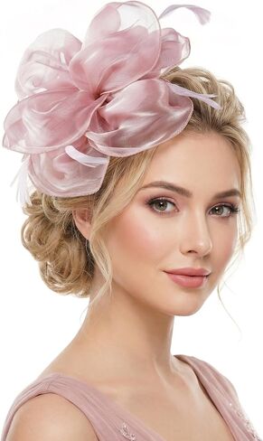 Fascinators Tea Party Hats for Women, Ribbons Feathers Headband for Wedding Cocktail Church Dresses Accessories in Saudi Arabia