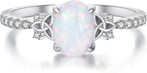 YDD 1.5ct Oval Cut Opal Engagement Rings for Women Genuine Opal Rings Celtic Engagement Rings 925 Sterling Silver Opal Wedding Anniversary Promise Ring in Saudi Arabia