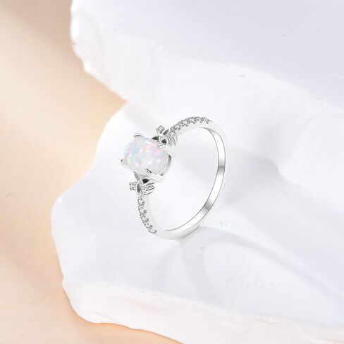 YDD 1.5ct Oval Cut Opal Engagement Rings for Women Genuine Opal Rings Celtic Engagement Rings 925 Sterling Silver Opal Wedding Anniversary Promise Ring in Saudi Arabia