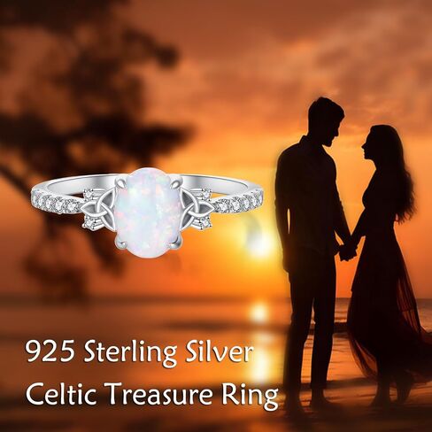 YDD 1.5ct Oval Cut Opal Engagement Rings for Women Genuine Opal Rings Celtic Engagement Rings 925 Sterling Silver Opal Wedding Anniversary Promise Ring in Saudi Arabia