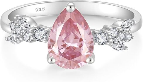 Moissanite Ring for Women 1 CT Pink CZ -D Color VVS1 Engagement Rings 925 Promise Rings Sterling Silver for Her Gift in Saudi Arabia