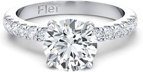 FLER 2CT Round Cut Moissanite Engagement Rings for Women, 8MM VVS1 D Color Center Stone with 16 Handmade Set Side Stones & Solid 925 Sterling Silver with 22K White Gold Filled, Wedding Ring for her in Saudi Arabia