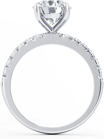 FLER 2CT Round Cut Moissanite Engagement Rings for Women, 8MM VVS1 D Color Center Stone with 16 Handmade Set Side Stones & Solid 925 Sterling Silver with 22K White Gold Filled, Wedding Ring for her in Saudi Arabia