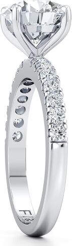 FLER 2CT Round Cut Moissanite Engagement Rings for Women, 8MM VVS1 D Color Center Stone with 16 Handmade Set Side Stones & Solid 925 Sterling Silver with 22K White Gold Filled, Wedding Ring for her in Saudi Arabia