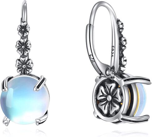 أقراط Moonstone من الفضة الإسترليني عيار 925 أقراط Moonstone Leverback مجوهرات عيد الأم للنساء الأم in Kuwait