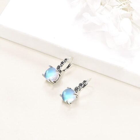 أقراط Moonstone من الفضة الإسترليني عيار 925 أقراط Moonstone Leverback مجوهرات عيد الأم للنساء الأم in Kuwait