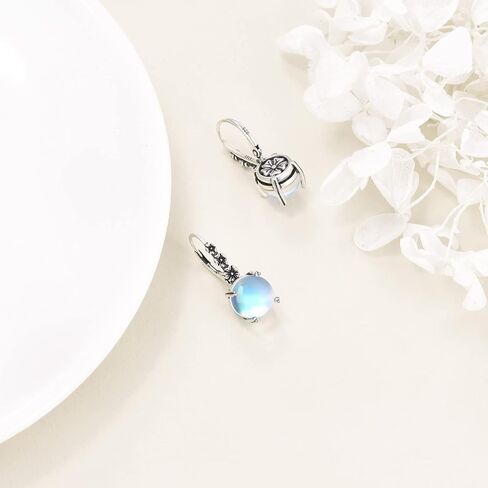 أقراط Moonstone من الفضة الإسترليني عيار 925 أقراط Moonstone Leverback مجوهرات عيد الأم للنساء الأم in Kuwait