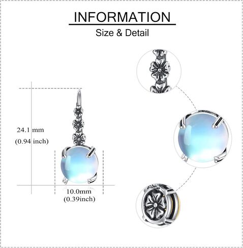 أقراط Moonstone من الفضة الإسترليني عيار 925 أقراط Moonstone Leverback مجوهرات عيد الأم للنساء الأم in Kuwait