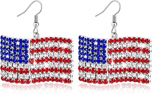 Ronglry 4th of July Earrings for Women Patriotic American Flag USA Dangle Earrings Red White Blue Hypoallergenic Patriotic Jewelry for Independence Day Parade Party Outfit Accessories Gifts in Saudi Arabia