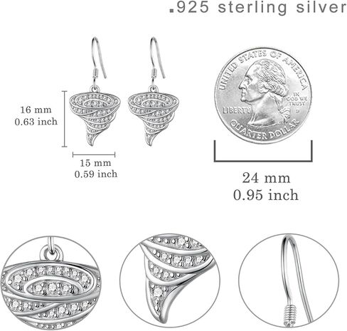 Tornado Earrings for Women 925 Sterling Silver Storm Chaser Tornado Jewelry Twister Cyclone Gifts for Weather Enthusiasts in Saudi Arabia