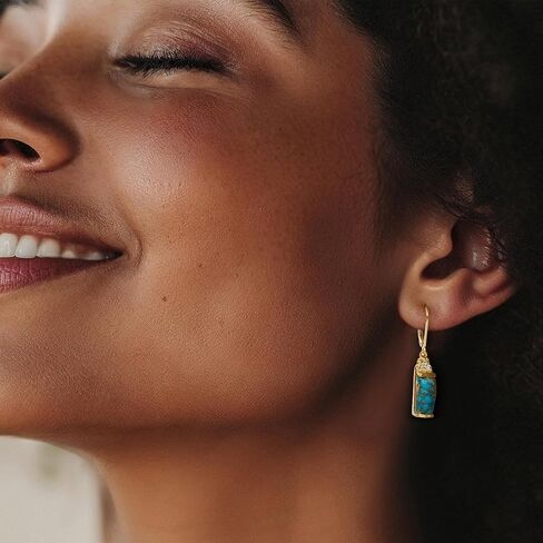 Ross-Simons Turquoise and .50 ct. t.w. Sky Blue Topaz Drop Earrings in 18kt Gold Over Sterling in Saudi Arabia