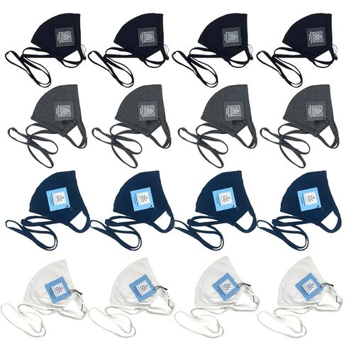 100% Cotton Fully Adjustable Face Mask | Unisex | Pack of 16 Breathable & Washable Nose & Mouth Mask w Filter Pocket (Mix Color) in Saudi Arabia