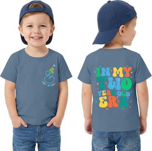 2nd Birthday Shirt Toddler Boy Two Year Old Birthday Outfit Short Sleeve Cotton T Shirt Clothes in Kuwait