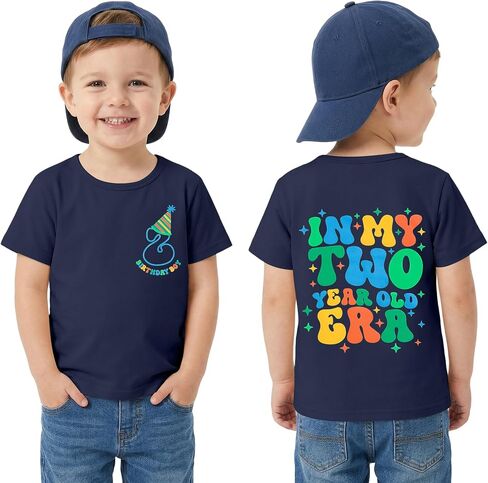 Two Year Old Birthday Shirt 2nd Birthday Toddler Boy Tshirt Second Bday Party Cotton Short Sleeve Outfits Top in Saudi Arabia