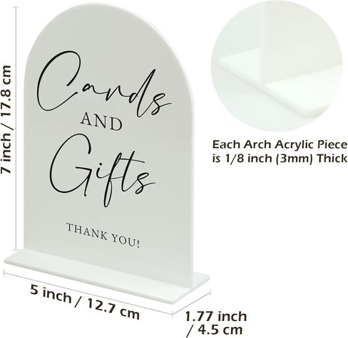 White Arch Acrylic Wedding Sign- 5"x7" Cards and Gifts Sign and Base,1/8" Thick | Modern Calligraphy Arched Acrylic Table Sign for Wedding & Event Party in Kuwait