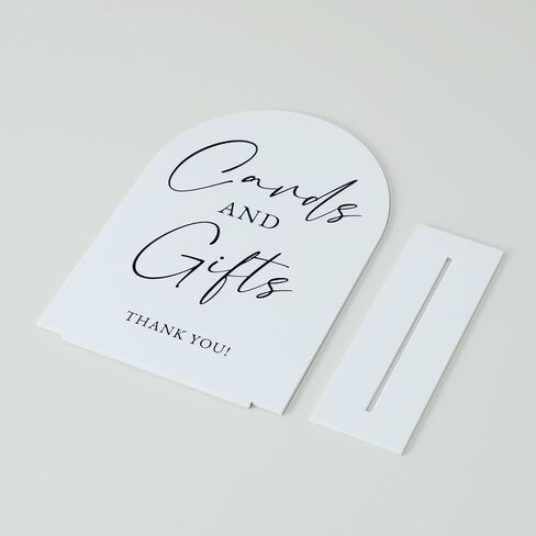 White Arch Acrylic Wedding Sign- 5"x7" Cards and Gifts Sign and Base,1/8" Thick | Modern Calligraphy Arched Acrylic Table Sign for Wedding & Event Party in Kuwait