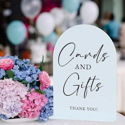 White Arch Acrylic Wedding Sign- 5"x7" Cards and Gifts Sign and Base,1/8" Thick | Modern Calligraphy Arched Acrylic Table Sign for Wedding & Event Party in Kuwait