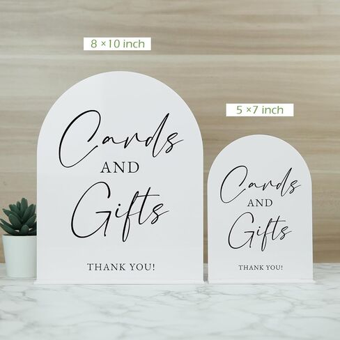 White Arch Acrylic Wedding Sign- 5"x7" Cards and Gifts Sign and Base,1/8" Thick | Modern Calligraphy Arched Acrylic Table Sign for Wedding & Event Party in Kuwait