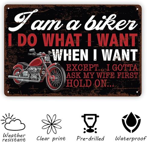 Funny Vintage Metal Tin Signs, Funny Biker Gifts, Motorbike Motorcycle Enthusiast Gifts, Man Cave Garage Sign Christmas Birthday Gift For Men Him Dad, Housewarming Gift, 11.8 * 7.9Inch in Saudi Arabia