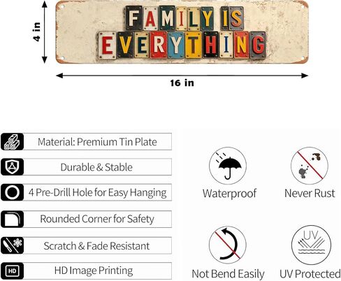Family Is Everything Wall Decor for Living Room Family Signs for Home Decor Wall Art Rustic Farmhouse Family Metal Tin Signs for Kitchen Decorative Signs & Plaques Vintage House Decoration 16x4 Inch in Kuwait