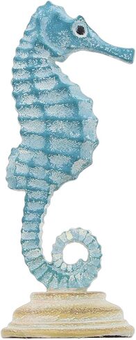 The Bridge Collection Blue Seahorse Coastal Standing Figurine | Hand-Painted Sea Animal Blue Beach Decor for Nautical Home 8" in Kuwait