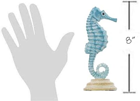 The Bridge Collection Blue Seahorse Coastal Standing Figurine | Hand-Painted Sea Animal Blue Beach Decor for Nautical Home 8" in Kuwait