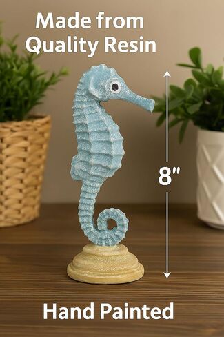 The Bridge Collection Blue Seahorse Coastal Standing Figurine | Hand-Painted Sea Animal Blue Beach Decor for Nautical Home 8" in Kuwait
