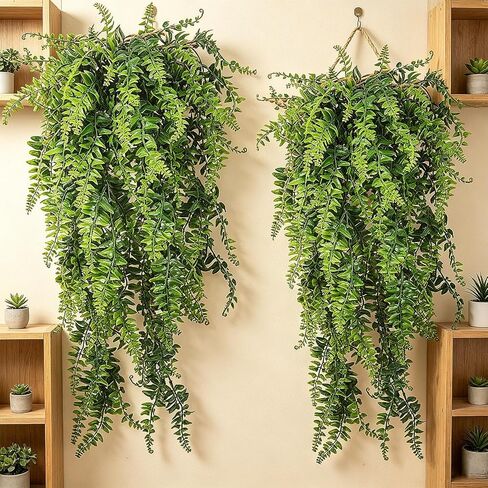 75cm Fake Hanging Plants Artificial Ferns for Outdoors, Fake Ferns UV Resistant Plastic Fake Plants for Indoor Wall Porch Wedding Party Holiday Decor in Kuwait