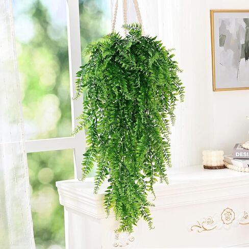 75cm Fake Hanging Plants Artificial Ferns for Outdoors, Fake Ferns UV Resistant Plastic Fake Plants for Indoor Wall Porch Wedding Party Holiday Decor in Kuwait