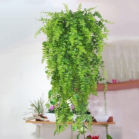 75cm Fake Hanging Plants Artificial Ferns for Outdoors, Fake Ferns UV Resistant Plastic Fake Plants for Indoor Wall Porch Wedding Party Holiday Decor in Kuwait