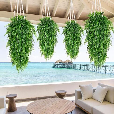 75cm Fake Hanging Plants Artificial Ferns for Outdoors, Fake Ferns UV Resistant Plastic Fake Plants for Indoor Wall Porch Wedding Party Holiday Decor in Kuwait