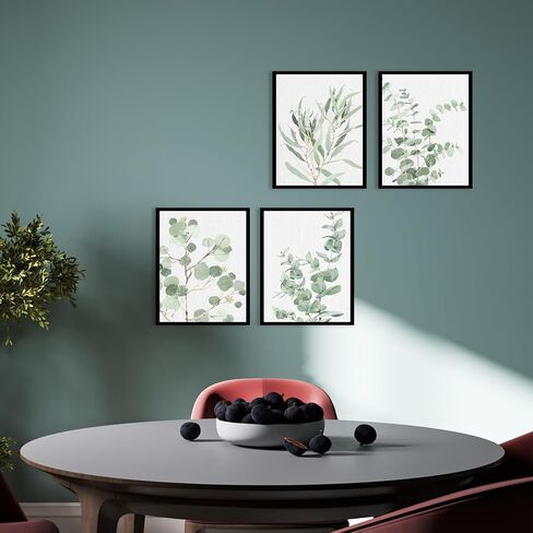 Botanical Prints Wall Art Framed: Sage Green Modern Farmhouse Wall Decor - Boho Wall Art for Bathroom Bedroom - Eucalyptus Nature Plant Pictures Minimalist Room Decor Aesthetic 8x10x4 in Kuwait