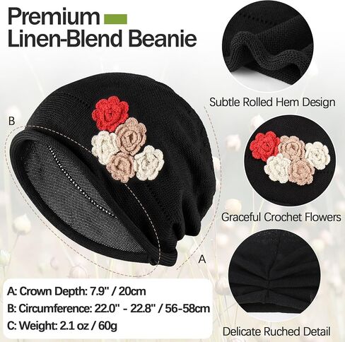 Ababalaya Breathable Cotton Linen Slouchy Beanie Hat, Lightweight Moisture Wicking Summer Skull Cap Casual Slouch Hat in Saudi Arabia