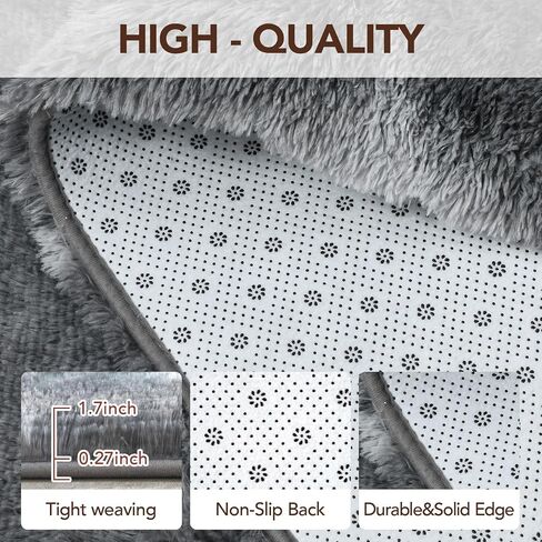 FinRèc Soft Black Area Rugs for Bedroom Living Room, 4x6 Feet Modern Indoor Fluffy Shaggy Rug, Non-Slip Fuzzy Furry Rug for Nursery Kids Room Dorm Room Home Decor, High Pile Plush Floor Carpet in Kuwait