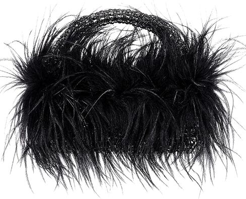 Women Ostrich Feather Clutch Purse Beaded Handbag Fluffy Feather Purse Fluffy Evening for Wedding Prom Banquet in Saudi Arabia