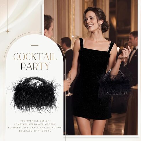 Women Ostrich Feather Clutch Purse Beaded Handbag Fluffy Feather Purse Fluffy Evening for Wedding Prom Banquet in Saudi Arabia