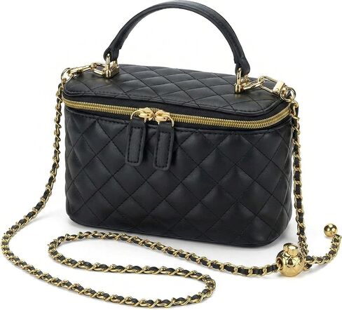 Crossbody Quilted Bag for Women, Mini Box Purse Designer Clutch with Adjustable Chain Strap in Saudi Arabia