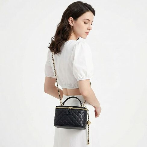 Crossbody Quilted Bag for Women, Mini Box Purse Designer Clutch with Adjustable Chain Strap in Saudi Arabia