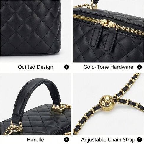 Crossbody Quilted Bag for Women, Mini Box Purse Designer Clutch with Adjustable Chain Strap in Saudi Arabia