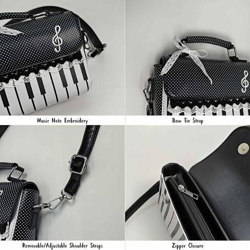 Polka Dot Piano Purse, Black Y2k Bow Purse, Kawaii Unique Crossbody Purses for Women, Coquette Fun Alt Funky 2000s Cute Purse, Jirai Kei Harajuku Gyaru Cutecore Whimsy Twee Lolita Fashion Accessories in Kuwait