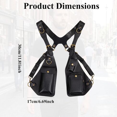 Double Shoulder Armpit Bag,Anti-Thief Hidden Underarm Shoulder Bag for Men,Adjustable Underarm Wallet Phone Pocket Holster (Black) in Kuwait