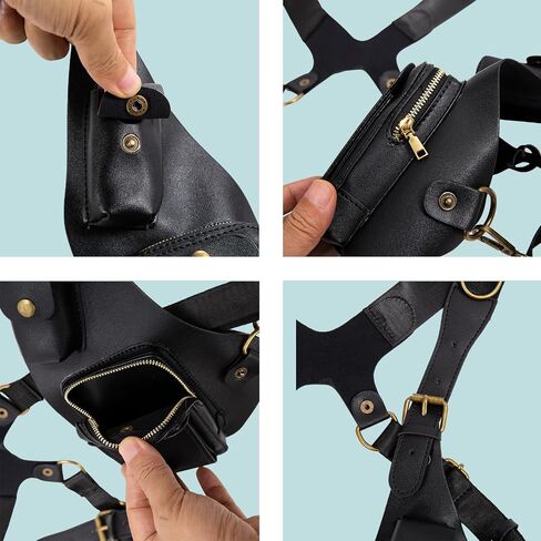 Double Shoulder Armpit Bag,Anti-Thief Hidden Underarm Shoulder Bag for Men,Adjustable Underarm Wallet Phone Pocket Holster (Black) in Kuwait