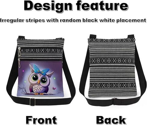 Purple Owl Print Crossbody Bag Adjustable Unisex Shoulder Purse with Zipper Birthday Gift for Mother's Day Sister Outdoor Travel Owl Lovers Shoulder Bag in Saudi Arabia