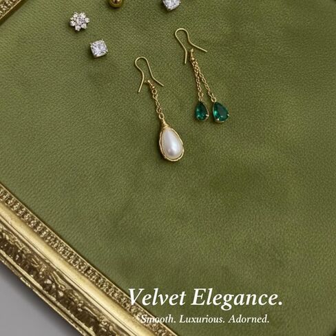 Green Velvet Jewelry Display Organizer & Necklace Display Stand, 10 * 6.7inches Vintage Jewelry Storage with Gold Frame for Bracelet Earring Rings, Pearl in Saudi Arabia