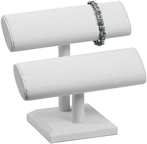 White Leather Jewelry Bracelet/Watch T-Bar Display Stand ~ 7" Tall in Saudi Arabia